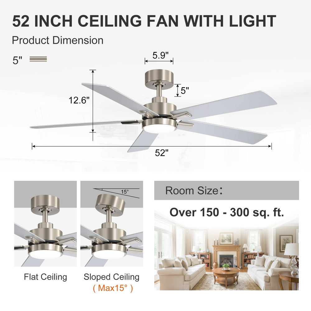 52-Inch Ceiling Fan with LED Light and Remote