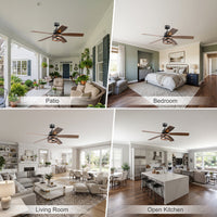 52 Inch 5 Blade Farmhouse Ceiling Fan with Light and Remote