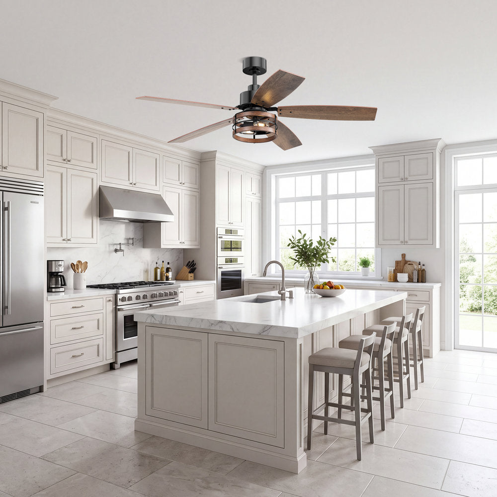 52 Inch 5 Blade Farmhouse Ceiling Fan with Light and Remote