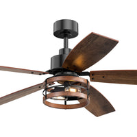52 Inch 5 Blade Farmhouse Ceiling Fan with Light and Remote