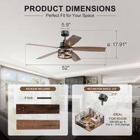 52 Inch 5 Blade Farmhouse Ceiling Fan with Light and Remote