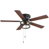 52-Inch Black Farmhouse Ceiling Fan with Light and Dual-Finish Wood Blades