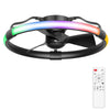 24-Inch Black Low Profile Ceiling Fan with RGB Light & Remote