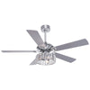 52-Inch Chrome Crystal Ceiling Fan with Light and Remote Control