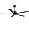 52 Inch Black 5-Blade Ceiling Fan without Light & Remote