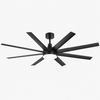65 Inch Black 8-Blade Ceiling Fan with Light, Remote & 6 Speeds