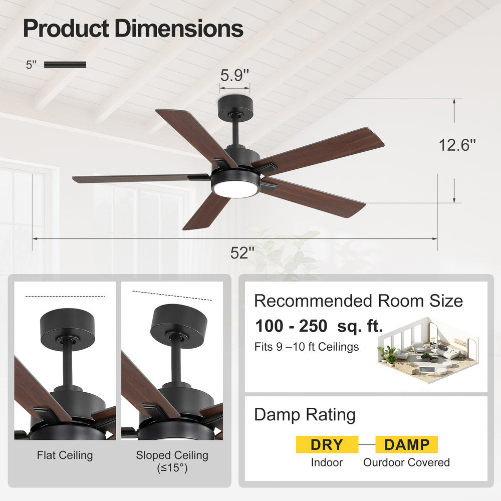 52-Inch Ceiling Fan with LED Light and Remote