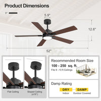 52-Inch Ceiling Fan with LED Light and Remote