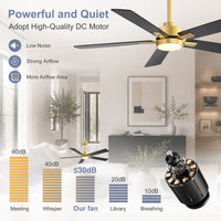 52-Inch Ceiling Fan with LED Light and Remote
