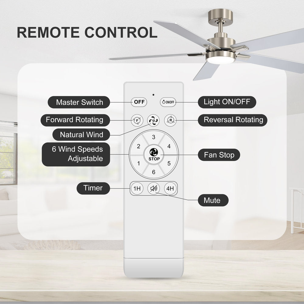 52-Inch Ceiling Fan with LED Light and Remote