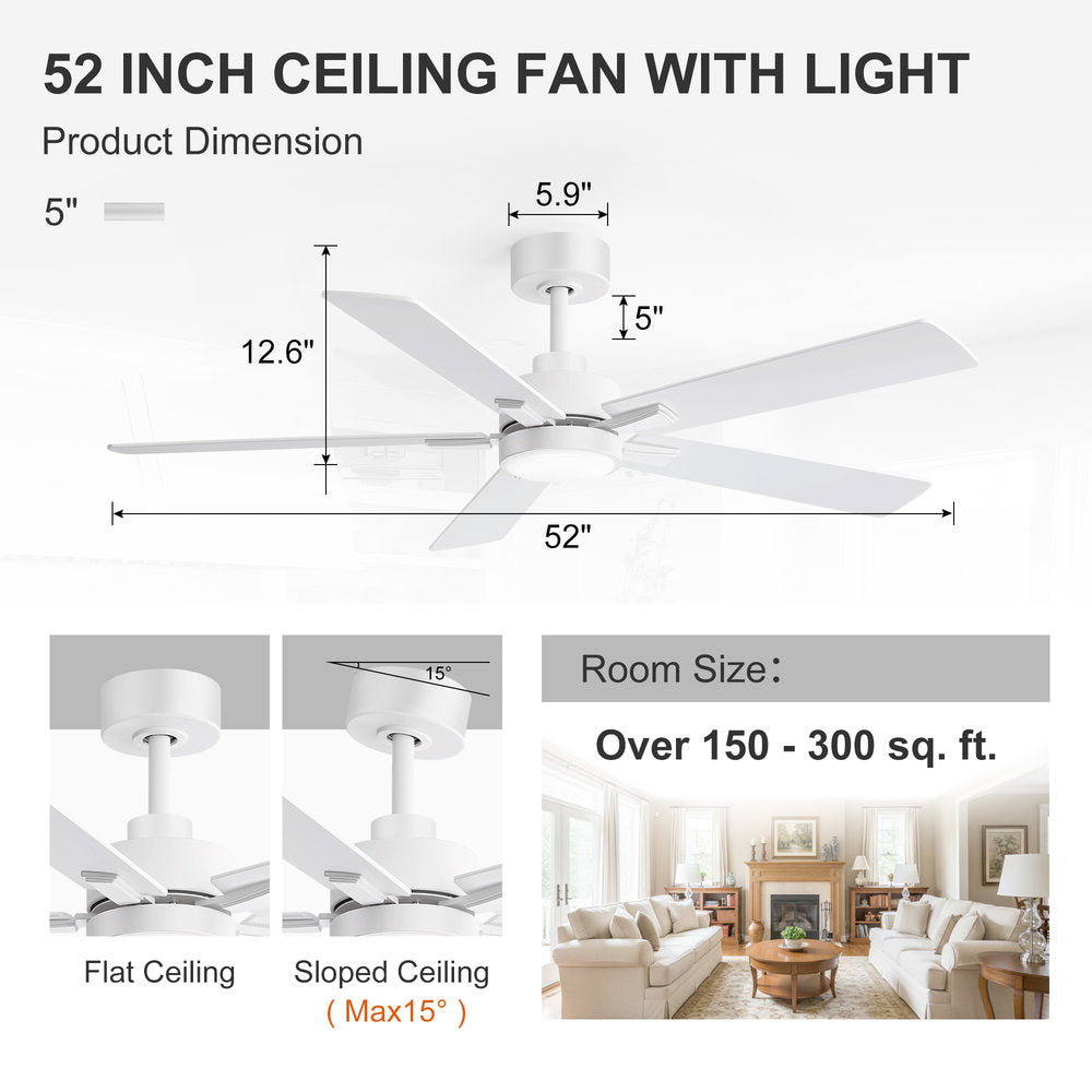 52-Inch Ceiling Fan with LED Light and Remote