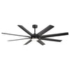 72-Inch Large Black 8-Blade Ceiling Fan with Light & Remote