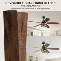 52 Inch 5 Blade Farmhouse Ceiling Fan with Light and Remote