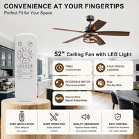 52 Inch 5 Blade Farmhouse Ceiling Fan with Light and Remote