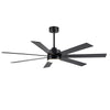 62 Inch 7-Blade Black and Walnut Ceiling Fan with Light & Remote