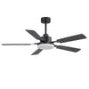 52 Inch Black 5-Blade Ceiling Fan with Light & Remote