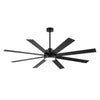 72-Inch 8-Blade Black Ceiling Fan with Light & Remote