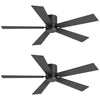 2-Pack 42-Inch 5-Blade Black Flush Mount Ceiling Fan Without Light & Remote