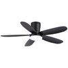 42-Inch Black Flush Mount Ceiling Fan with Dimmable LED Light & Remote