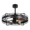 28 Inch Black Caged Ceiling Fan with Lights & Remote Control